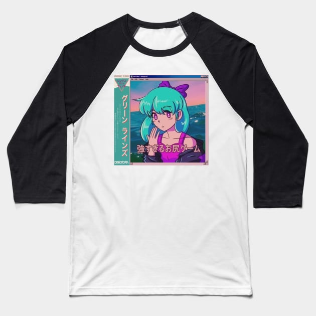 Vaporwave anime aesthetic retro vintage girl Baseball T-Shirt by KinseiNoHime